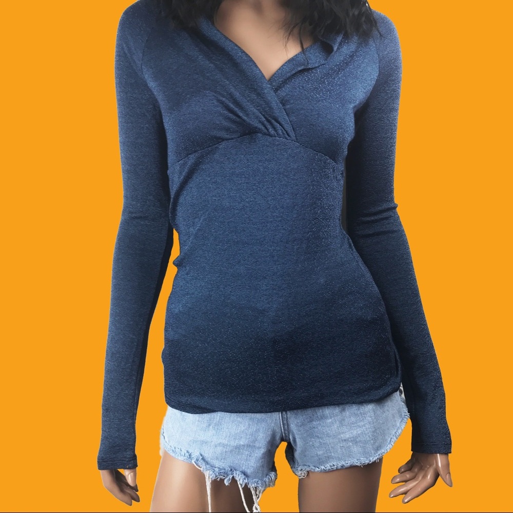 Michael Stars Navy Blue V-Neck Top